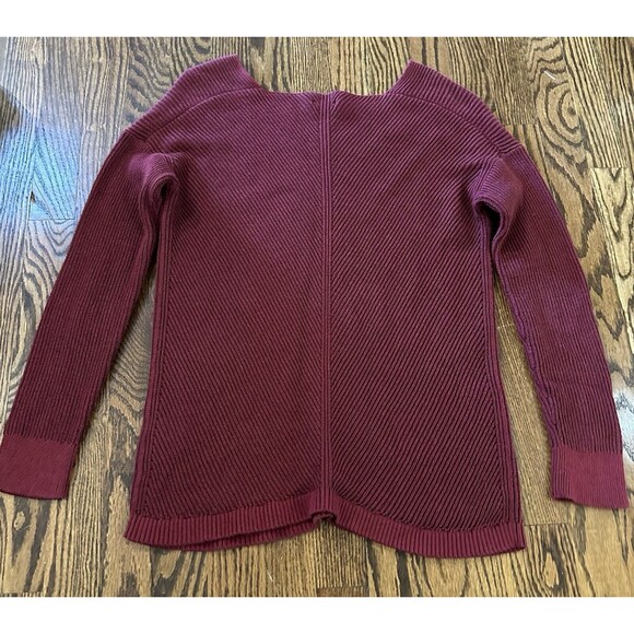LL Bean Pullover Sweater Womens Sz Small Burgundy Chunky Knit V-Neck Casual EUC - Picture 7 of 7